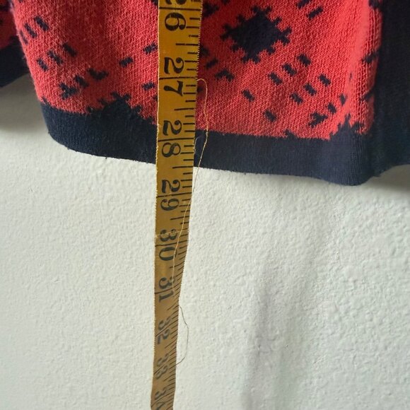 Pendleton Womens Red & Navy Diamond Pattern Cardigan Sweater M - Picture 5 of 6